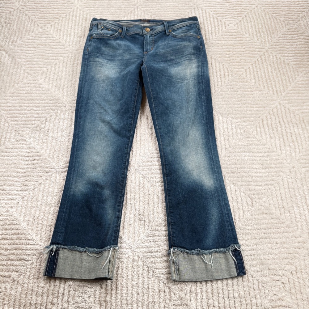 Citizens of Humanity Bootcut Jeans Women 29 Blue Raw Frayed Cuffed Boho Y2K Cuff
